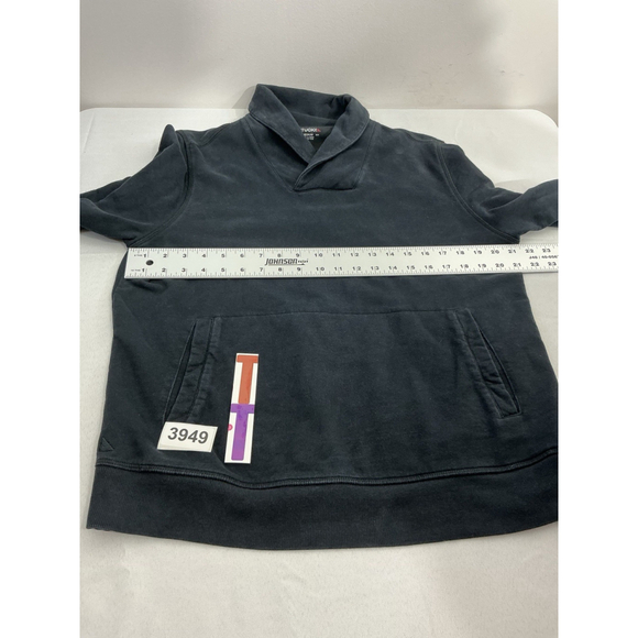 Mens Untuckit Sweatshirt Medium Black Shawl Neck Collar Pullover - Picture 6 of 9